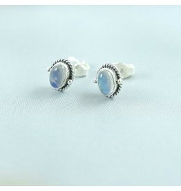 LAVI Oval Moonstone Ear Studs