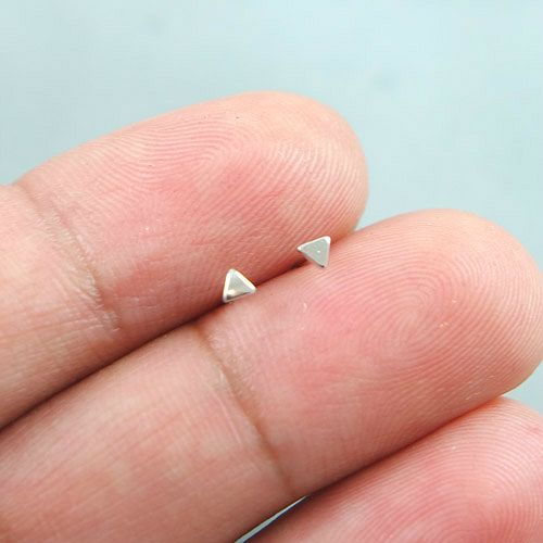 Sterling  Silver Mini Triangle Ear Studs