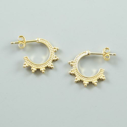 LAVI Gold plated Sterling Silver Bali Hoop Stud Earrings