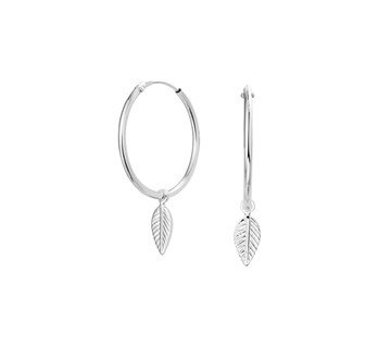 LAVI Silver Hoop Earrings with a Feather charm