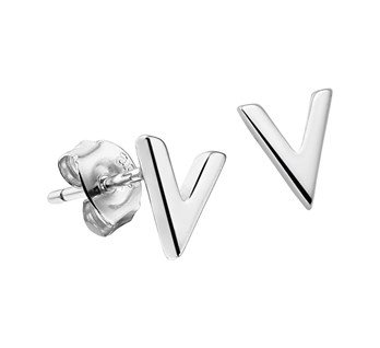 LAVI Silver Ear Studs " V "