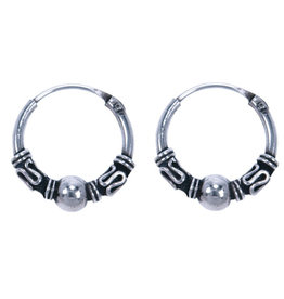 LAVI Sterling Silver Bali Hoop Earrings 12mm
