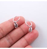 Silver Hoop Earrings with a shell  charm