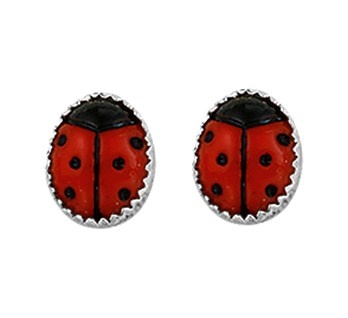 Ladybug Ear studs with Silver