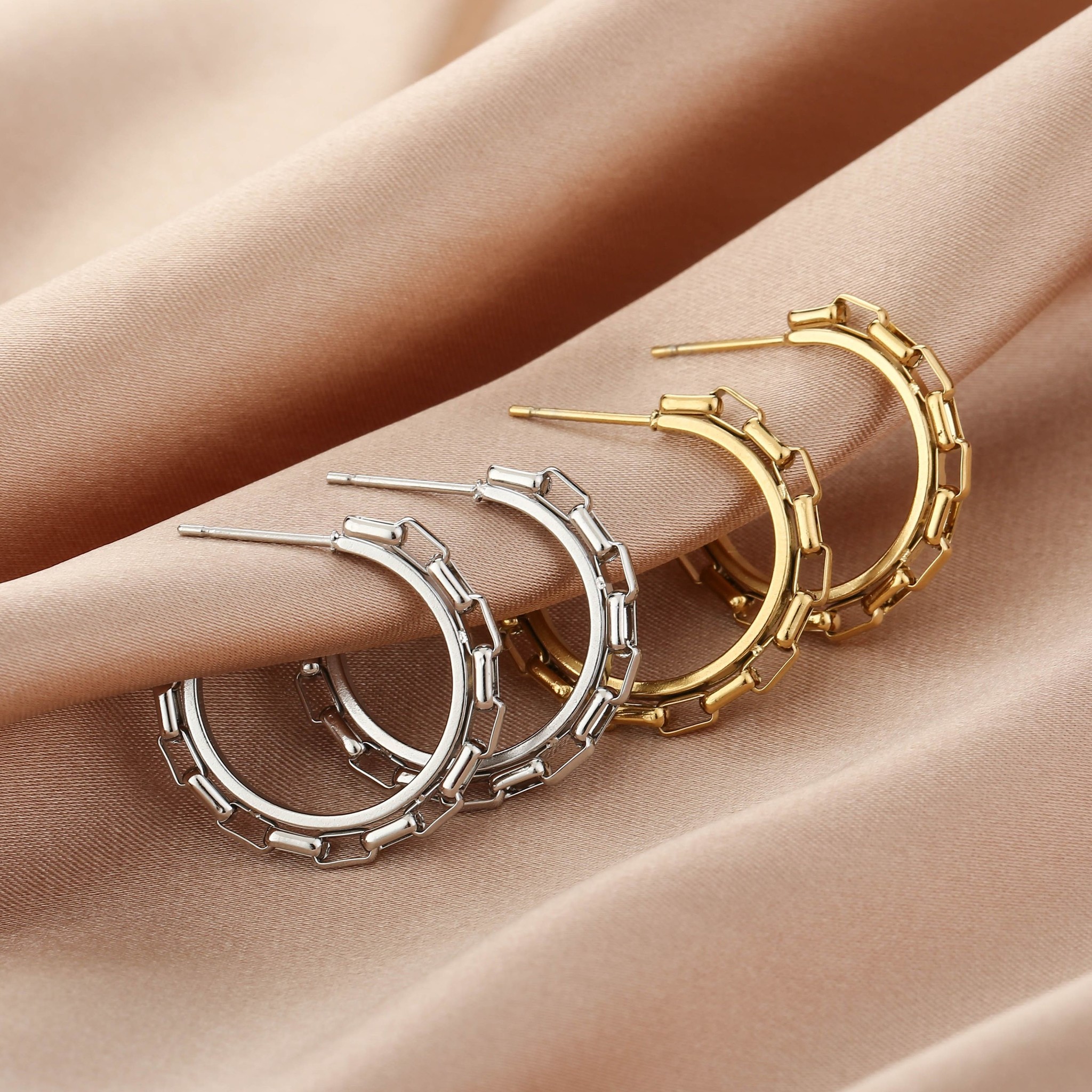 Hoop Earrings Chunky Chain Links