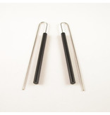 Modern Long Bar Earrings - Black