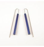 Modern Long Bar Earrings - Metalic Blue