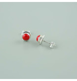 Cultured Red Coral Ear Studs