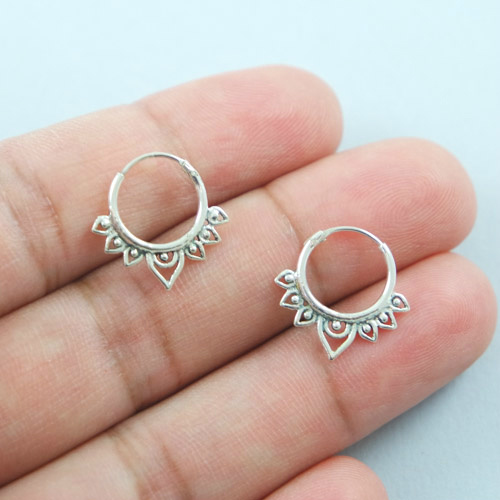 Bali Hoop Earrings Silver