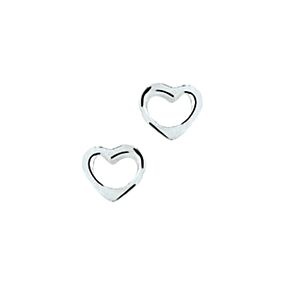 Heart Shaped Ear Studs - Sterling Silver