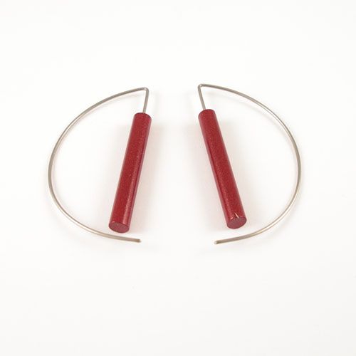 Modern Earrings - Metalic Red
