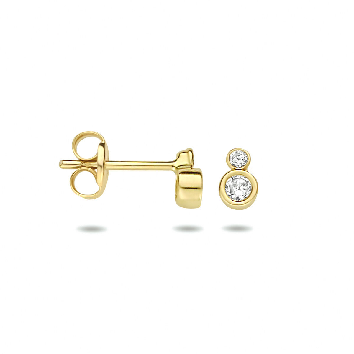 Stud Earrings Zirconia 14K Yellow Gold