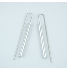 Modern Long Bar Earrings - Silver