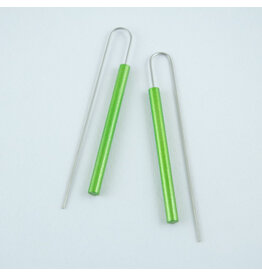 Modern Long Bar Earrings - Green