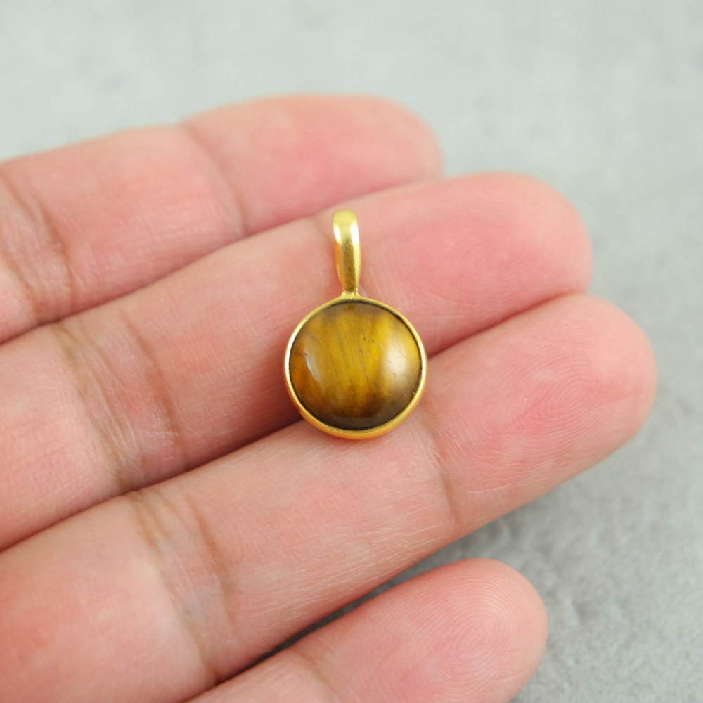 Tiger Eye Pendant 14K Gold Plated