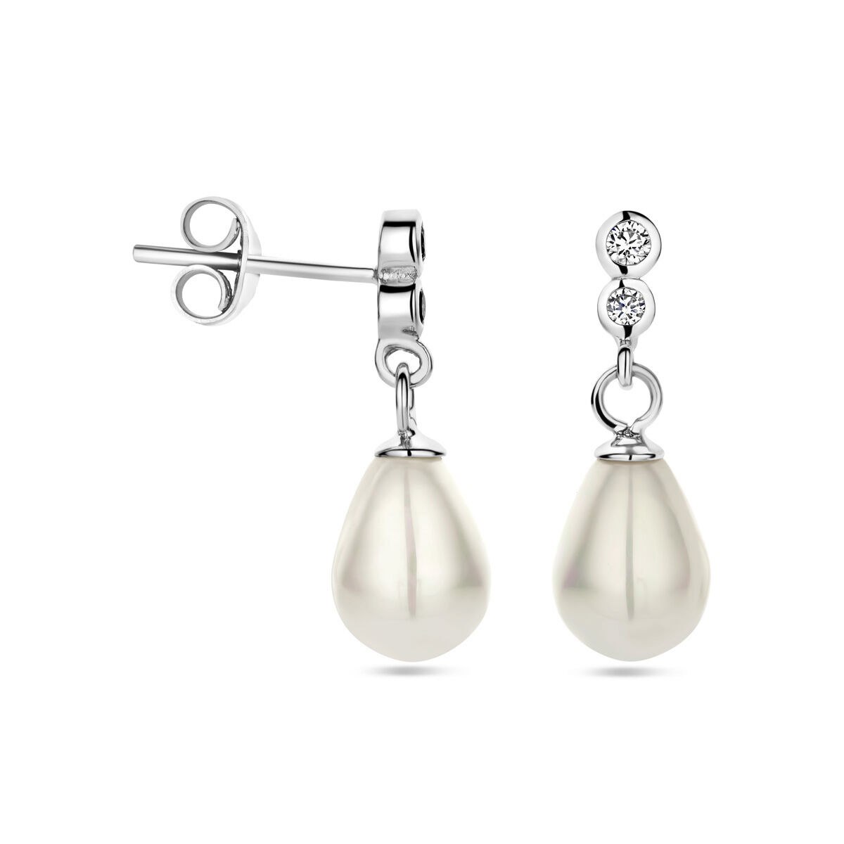 Freshwater Pearl and Zirconia Earrings