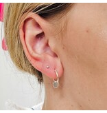Trendy Silver hoop earrings with a coin charm