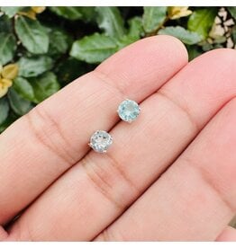 Aquamarine Ear Studs - Sterling Silver