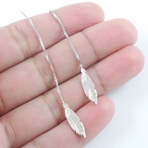 LAVI Feather pull through earrings Silver