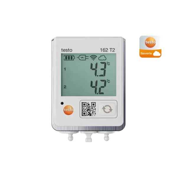 Testo 162 T2 Cloud datalogger met display en 2 aansluitingen voor NTC-temperatuurvoelers