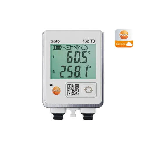 Testo 162 T3 Cloud datalogger met display en 2 aansluitingen voor TE-temperatuurvoelers Testo 162 T3 Cloud datalogger met display en 2 aansluitingen voor TE-temperatuurvoelers