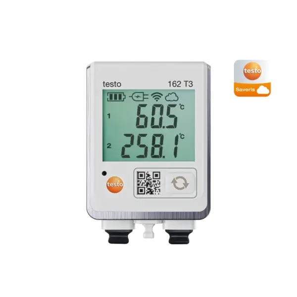 Testo 162 T3 Cloud datalogger met display en 2 aansluitingen voor TE-temperatuurvoelers Testo 162 T3 Cloud datalogger met display en 2 aansluitingen voor TE-temperatuurvoelers