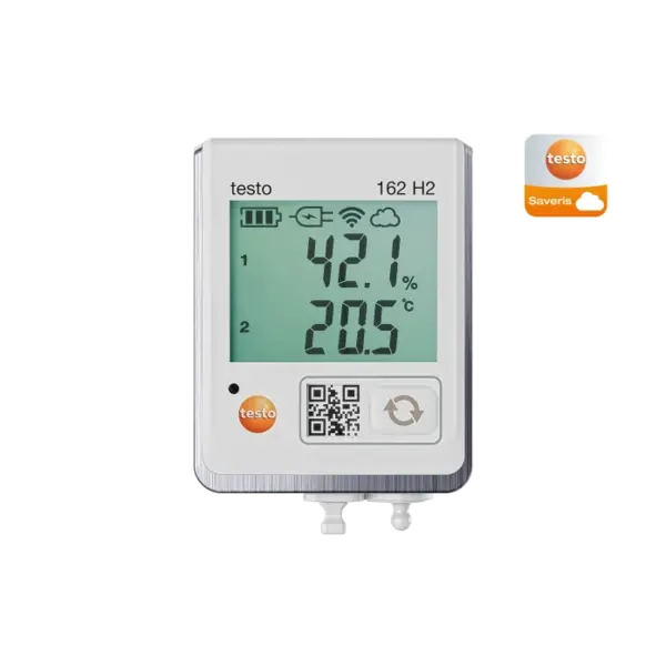 Testo 162 H2 Cloud datalogger met aansluiting voor temperatuur- en vochtigheidsvoelers