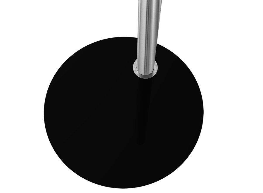 Luxe vloerstandaard  RVS met ronde voet 53cm van zwart glas
