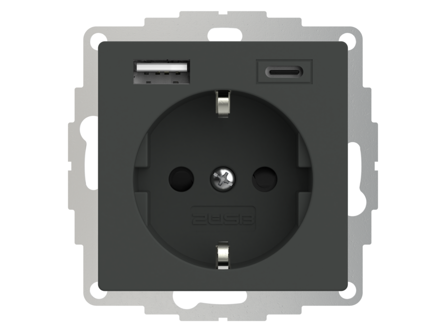 inCharge PRO USB-A USB-C Enkel stopcontact vierkant met 15 W USB A+C-oplader