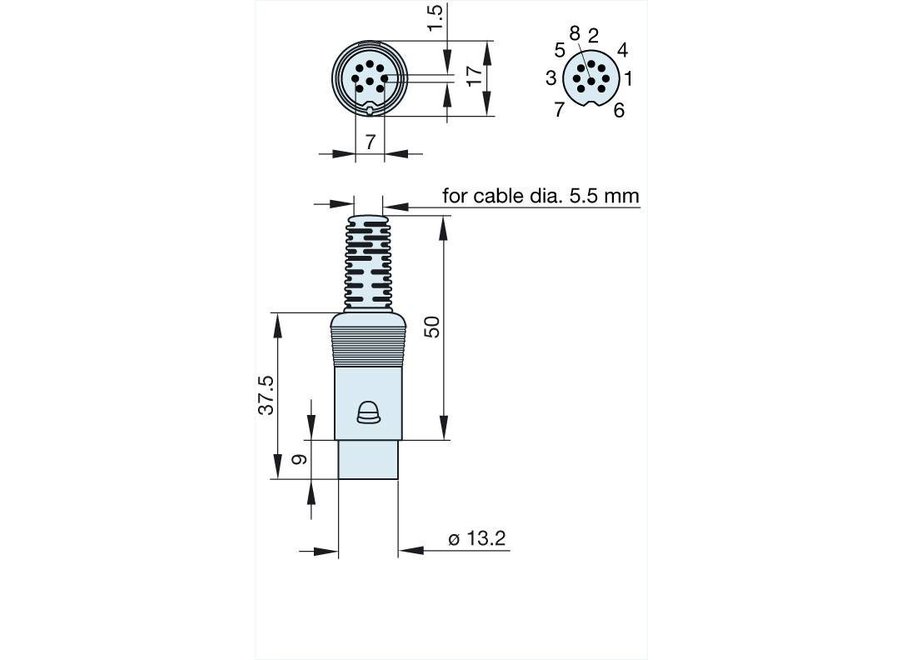 PowerLink stekker 8-Pin DIN male