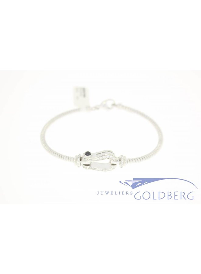 Zilveren armband sier gesp met zirconia's