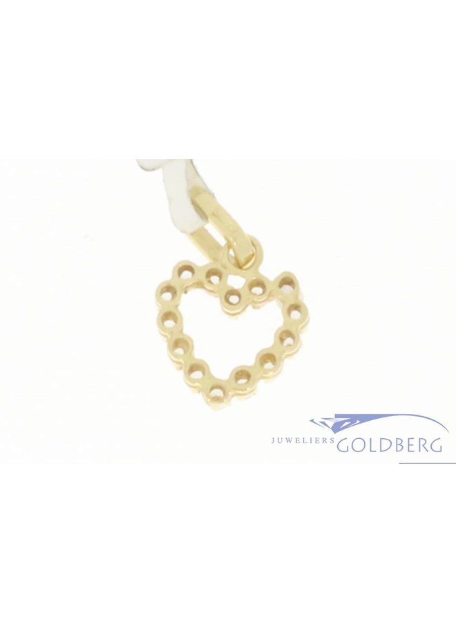 Vintage 18k gouden hart hanger met zirconia