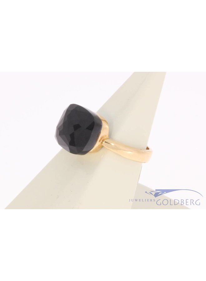 18k rose gold Mano ring black stone