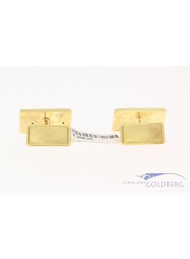 Vintage 14 carat gold edited rectangular cufflinks
