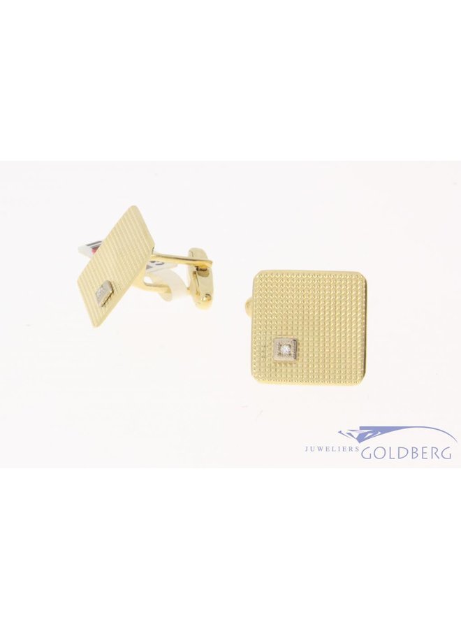 Vintage 14 carat gold cufflinks with diamond