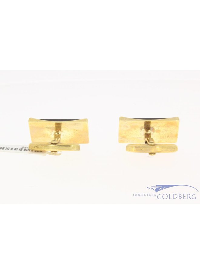 Vintage 14 carat gold cufflinks with onyx and zirconia