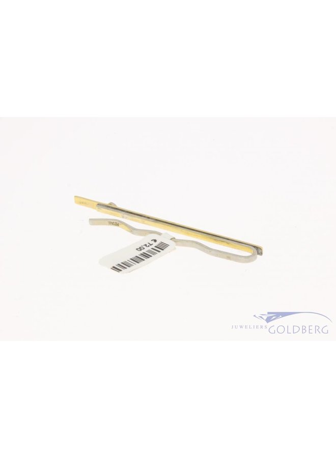 Vintage 14 carat gold & metal tie clip with zirconia