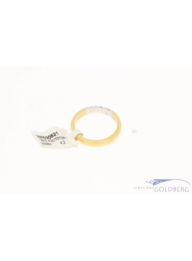 Vintage 18 carat bicolor gold ring with ca. 0.42ct brilliant cut diamond