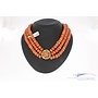 Zwaar vintage 3-rijg bloedkoraal collier met 14k gouden slot