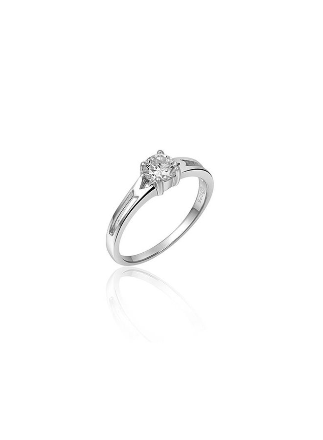 Silver solitaire ring 5mm zirconia