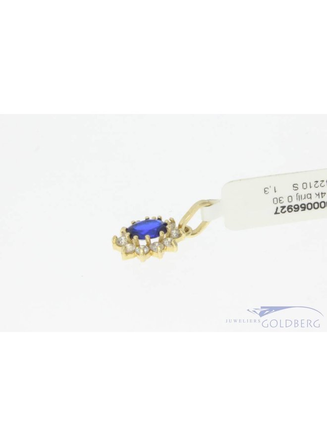14k gold vintage pendant with spinel and diamond