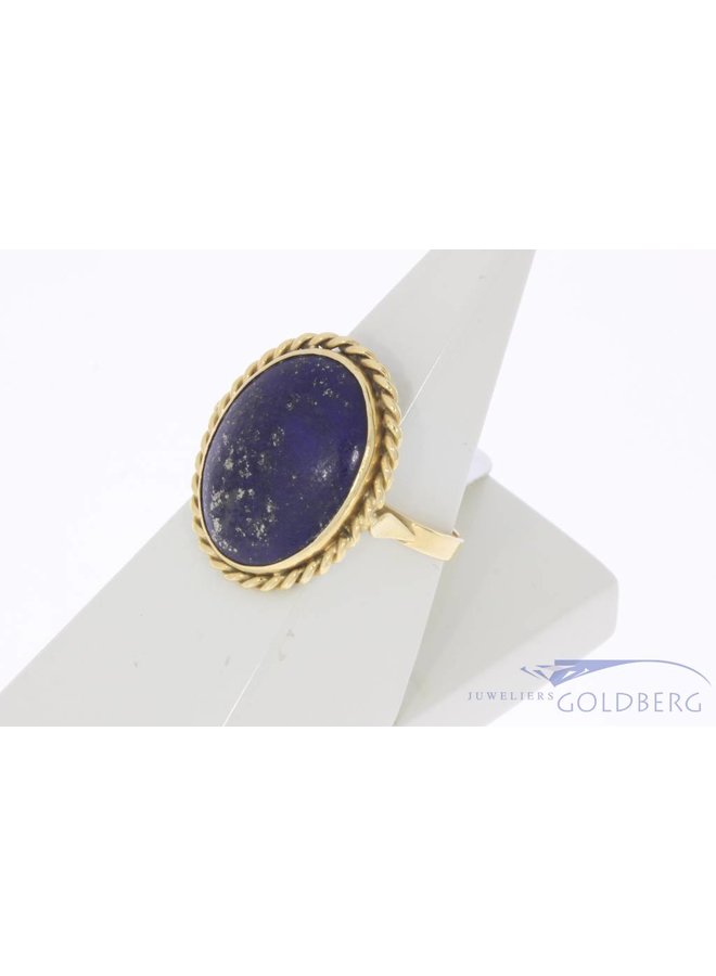 Vintage 18k gouden ring met grote Lapis Lazuli