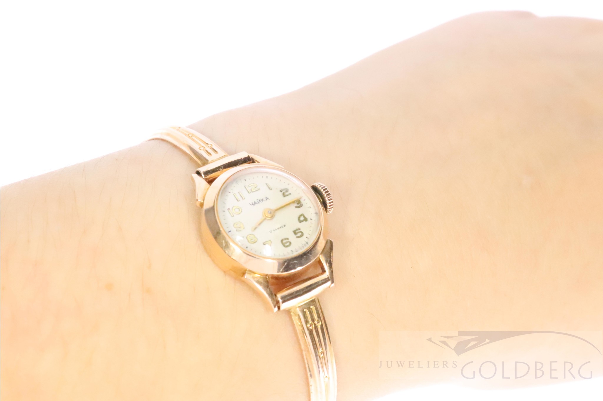 Draaien Wild gazon rose 14k gouden horloge uit Rusland - Goldberg