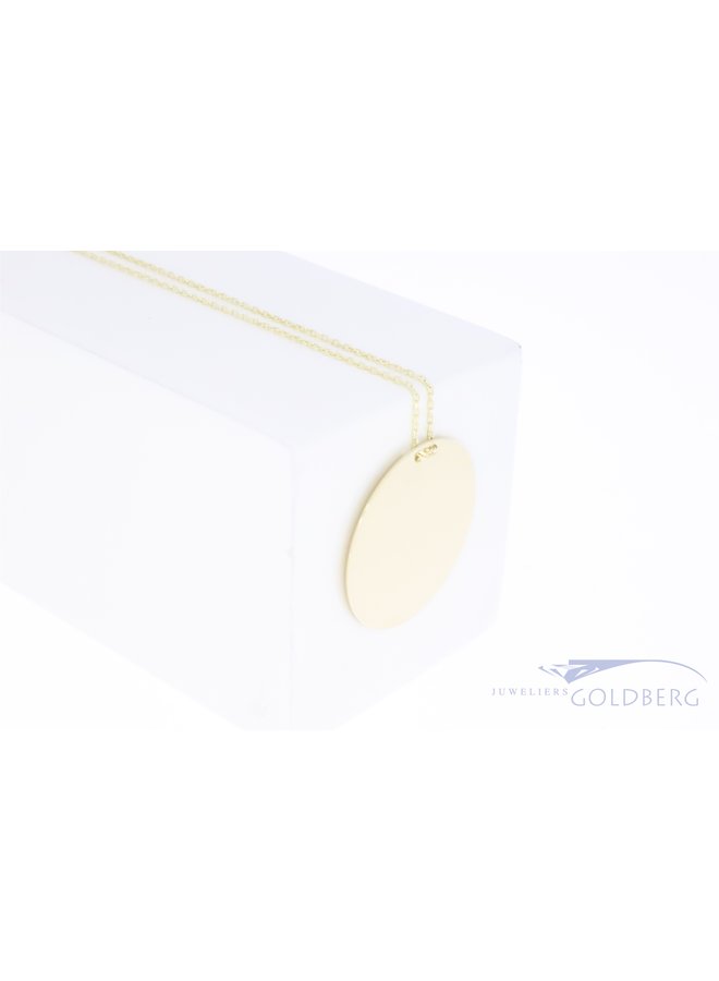 14k gold engravable medal pendant 24mm with necklace