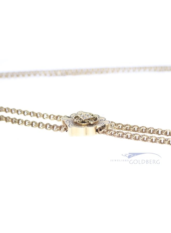 Sixties 14k slider necklace with rose cut diamond