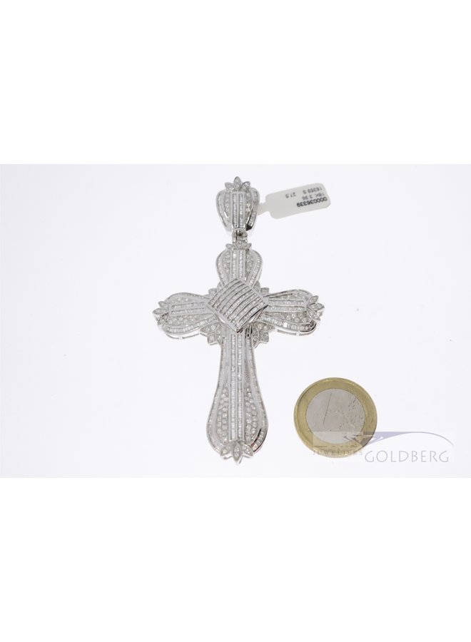 18k witgouden kruis met diamanten