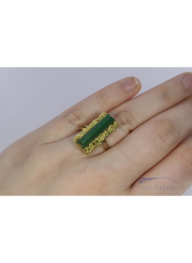 18k vintage ring met jade.