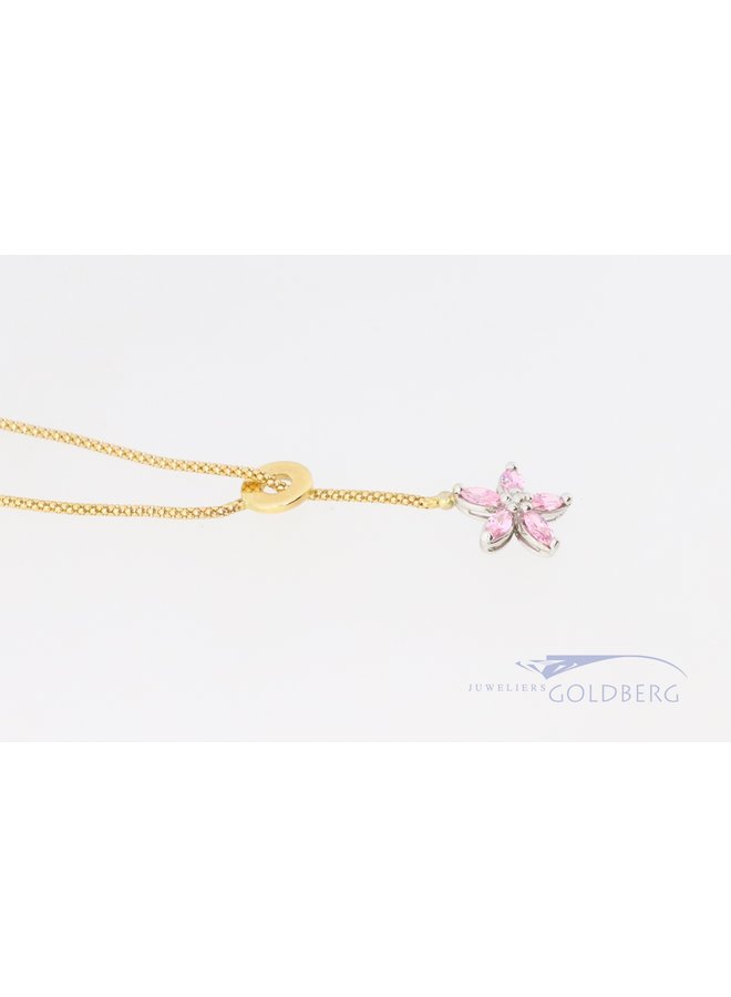 14k goud schuifcollier met bloem