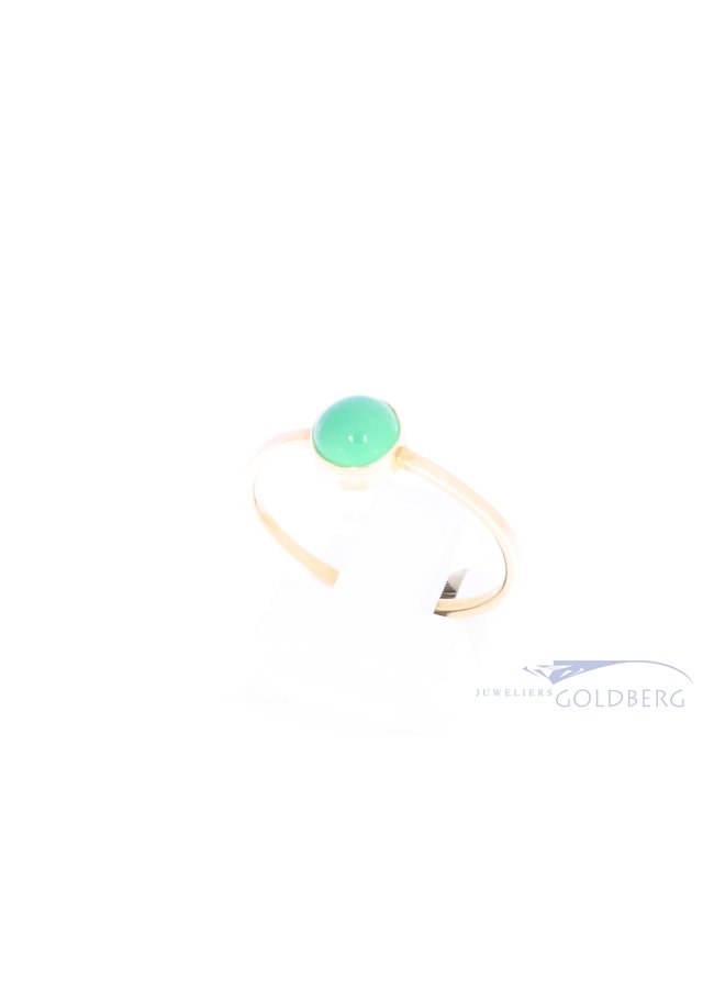 14k gold small chrysoprase ring from our workshop (6mm)