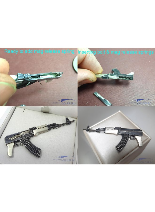Unieke zilveren AK47 geweer miniatuur uit eigen atelier